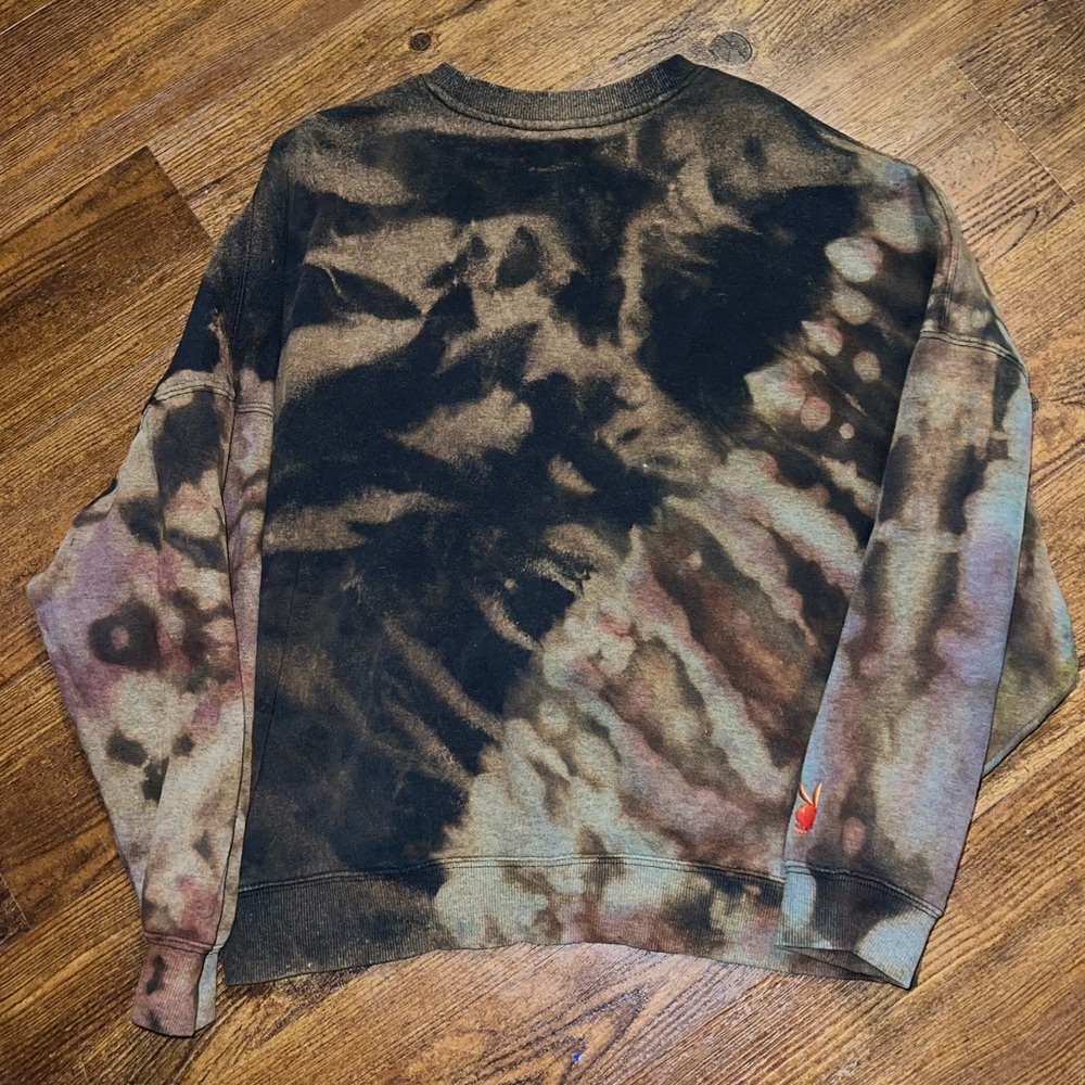 Playboy PacSun Black Tan Custom Acid Wash Long Sleeve Red Cherry Logo Size S - Picture 8 of 12
